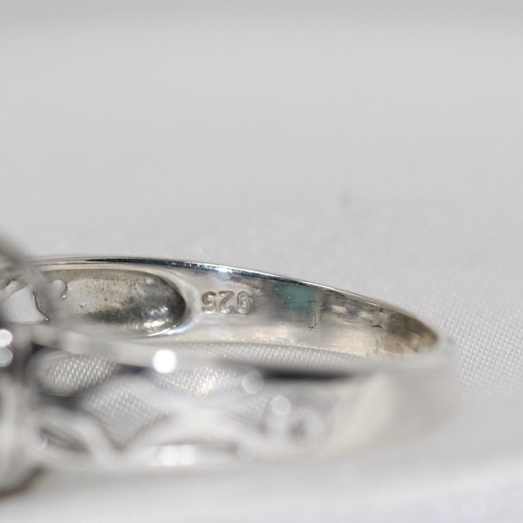 Handmade Sterling Silver - Blue Chalcedony Pool of Light Crowned Ring - size 9 - Picture 8 of 9
